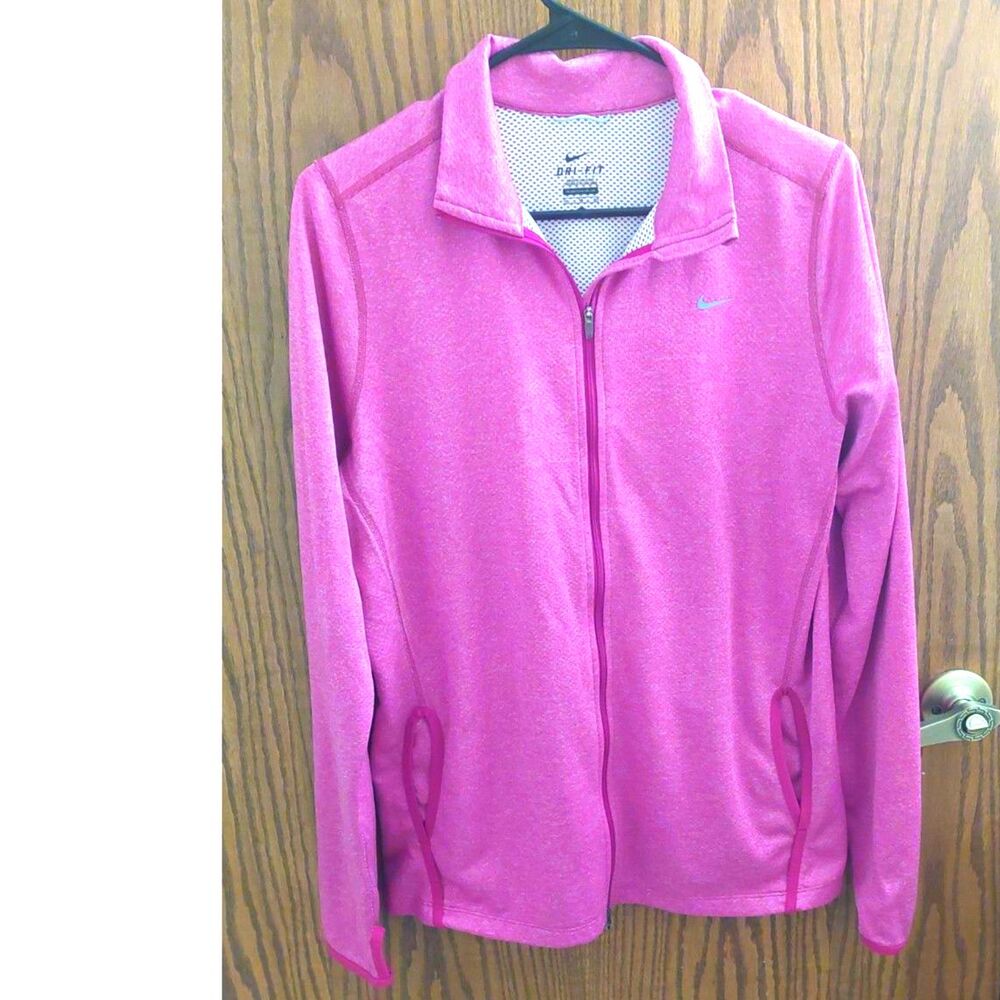 Nike Dri-FIT Women’s XL Heathered Pink Purple Full Zip Running Jacket Thumbholes